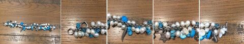 bracelet perles turquoises fantaisie mtal 10 Paris 20 (75)