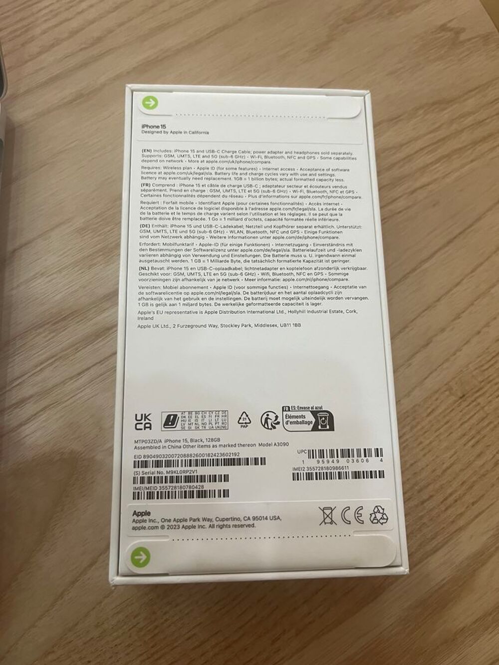 Iphone 15 128GB Black Juillet 2024 facture Apple Tlphones et tablettes