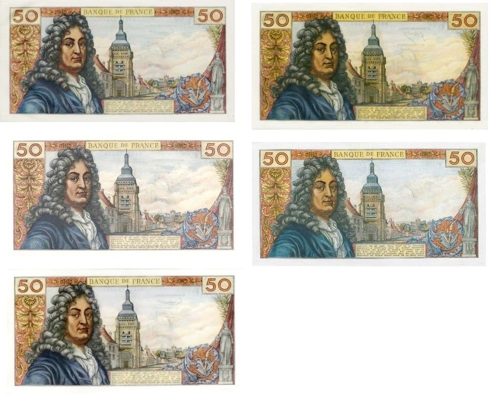  F 64 -50 F RACINE LOT DE 5 BILLETS NEUFS 
