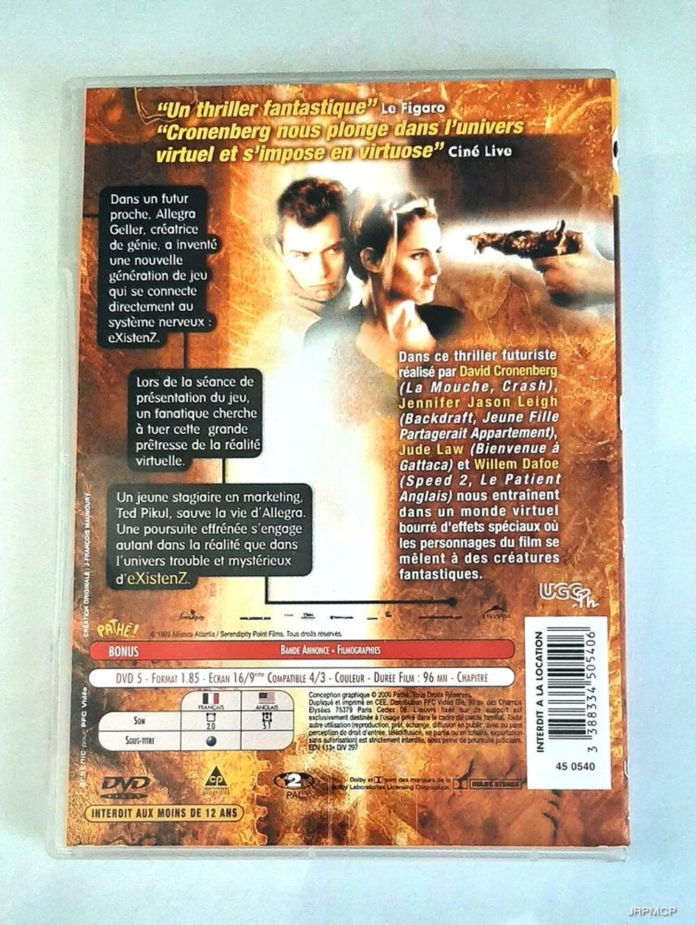 EXistenZ. Film de David Cronenberg. 1x DVD. Tr&eacute;s bon &eacute;tat DVD et blu-ray