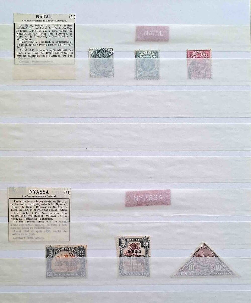 S&eacute;rie de timbres de collection de Natal et Nyassa 