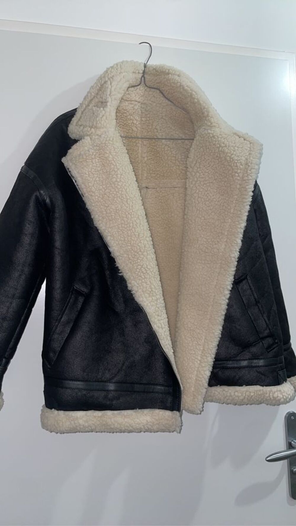 Bomber aviateur noir/beige Vêtements