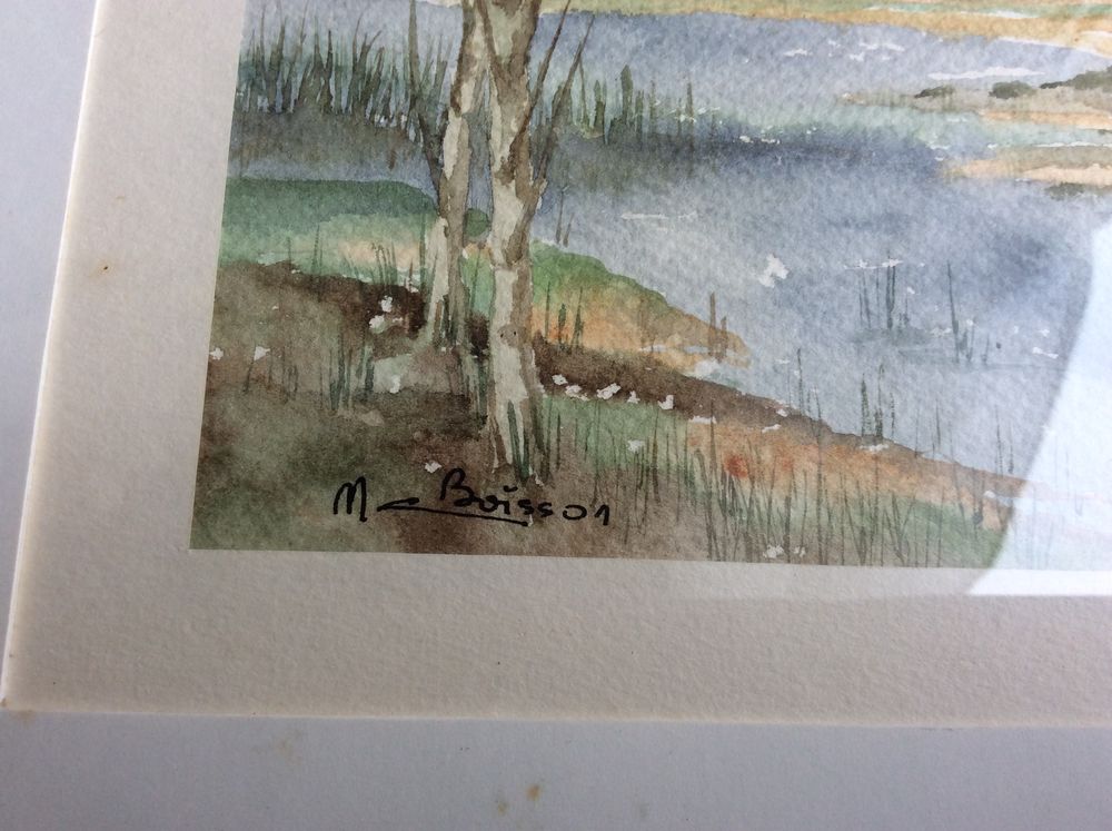 Aquarelles originales M. Boisson (Xx&egrave;me) Paysages c&ocirc;tiers Décoration