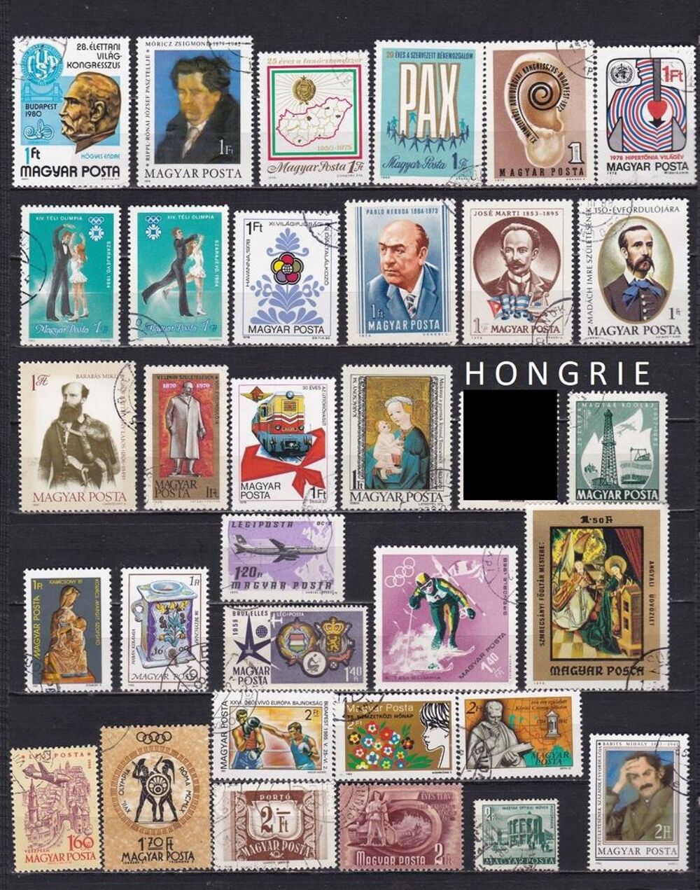 lot de 229 timbres de HONGRIE 