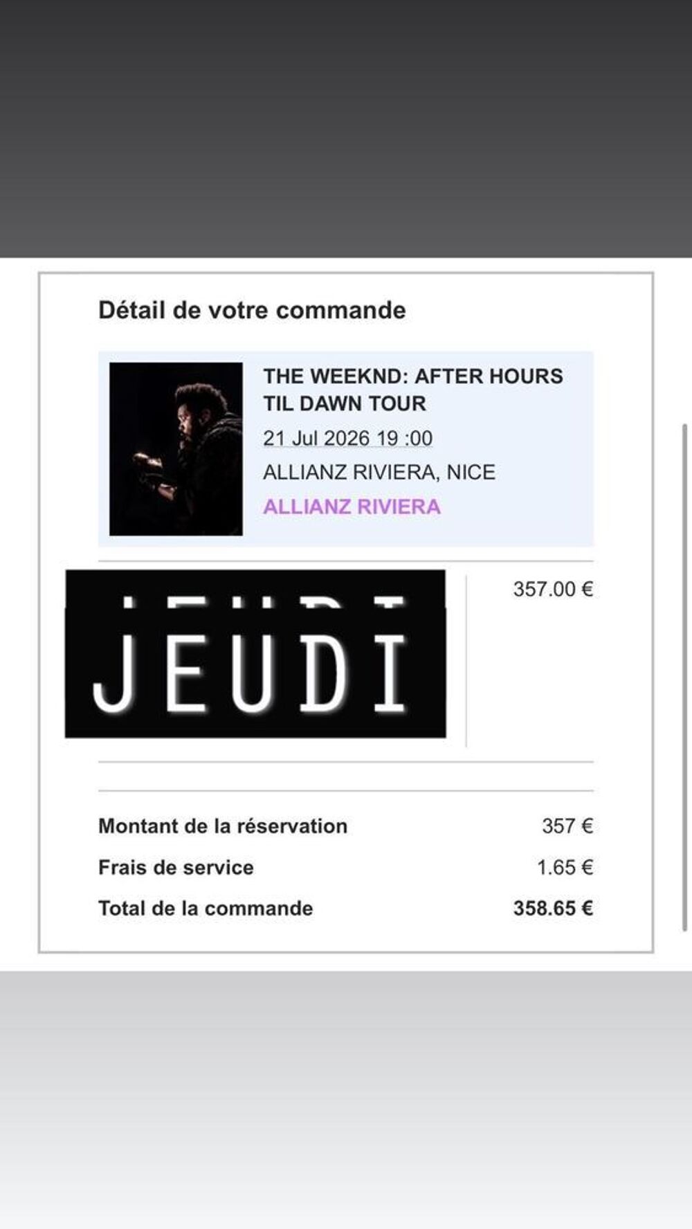 concert the weeknd 2026 Billetterie