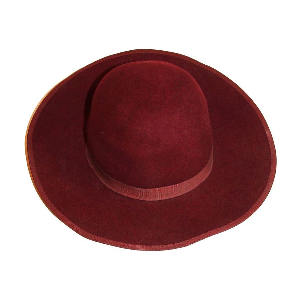 Chapeau laine style feutre femme, couleur bordeaux aubergine Vêtements