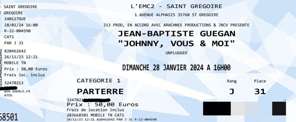 Concert Jean Batiste Guegan Billetterie
