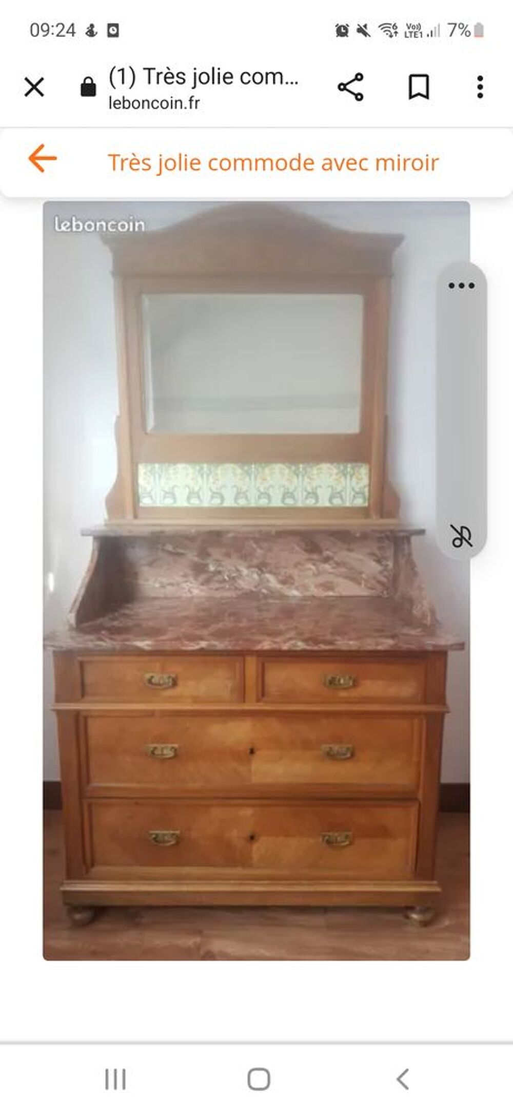  commode ancienne en marbre cerise Meubles