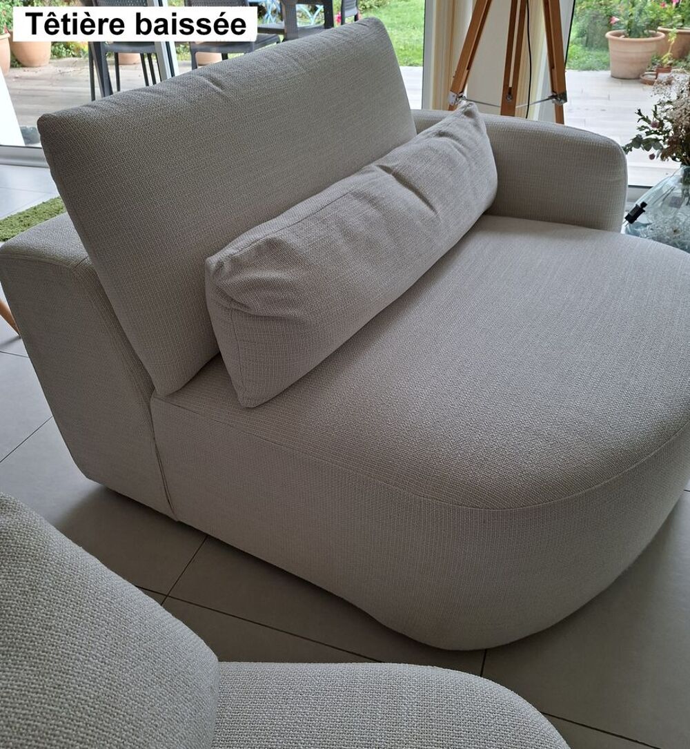 Canap&eacute; 3-4 places tissus blanc-beige Meubles
