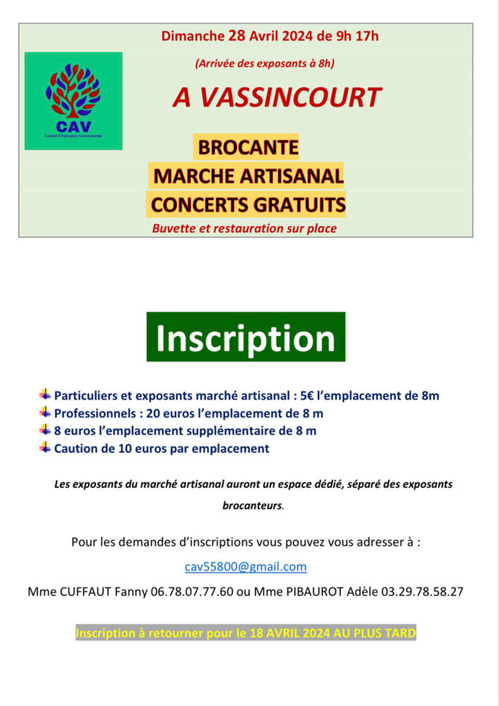 Brocante - march&eacute; artisanal - concerts gratuits 