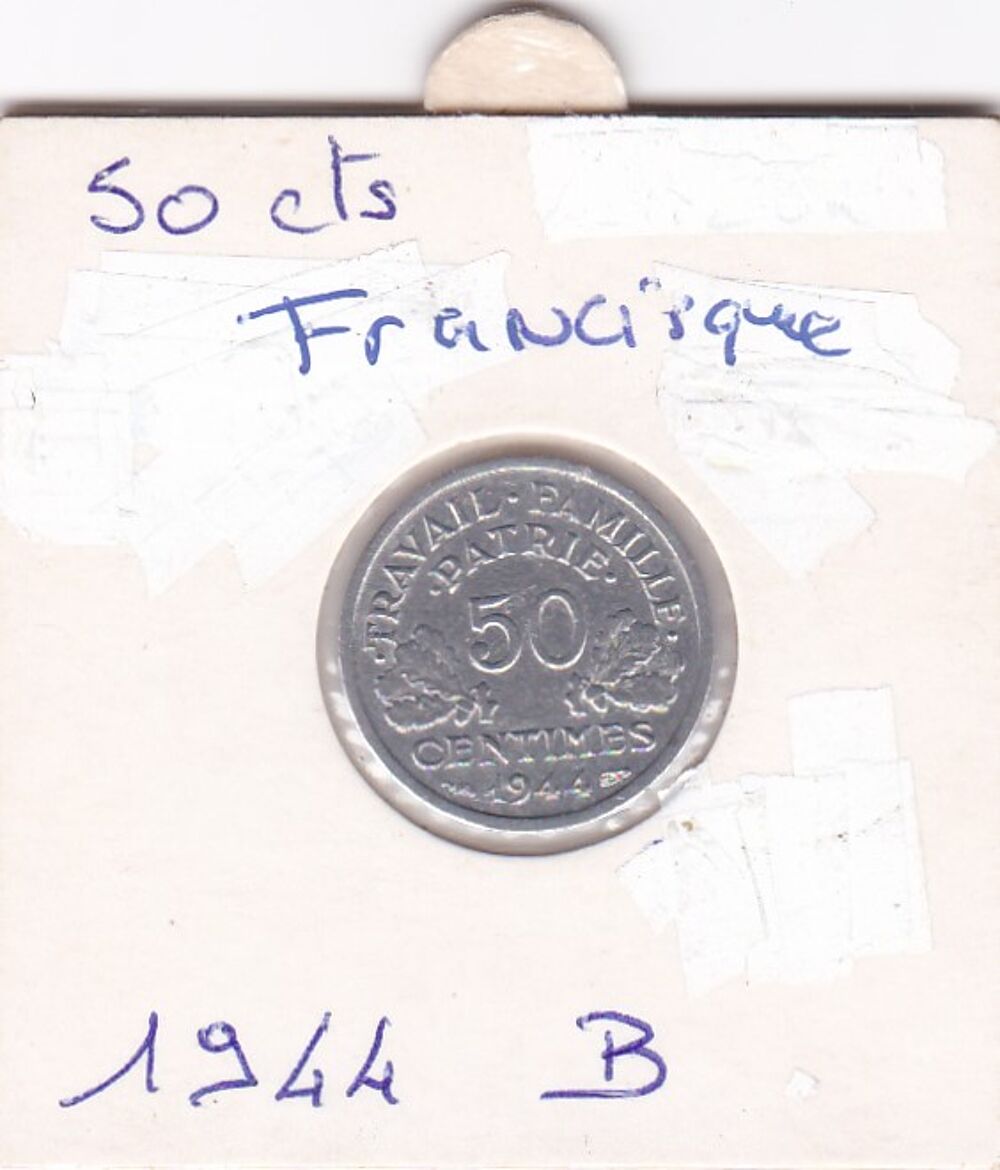 Pi&egrave;ce de 50 centimes Francisque Etat Fran&ccedil;ais 1944B 