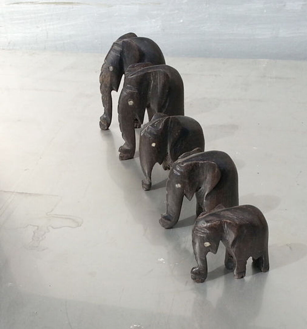 5 superbes &eacute;l&eacute;phanteaux de C&ocirc;te d'Ivoire Décoration