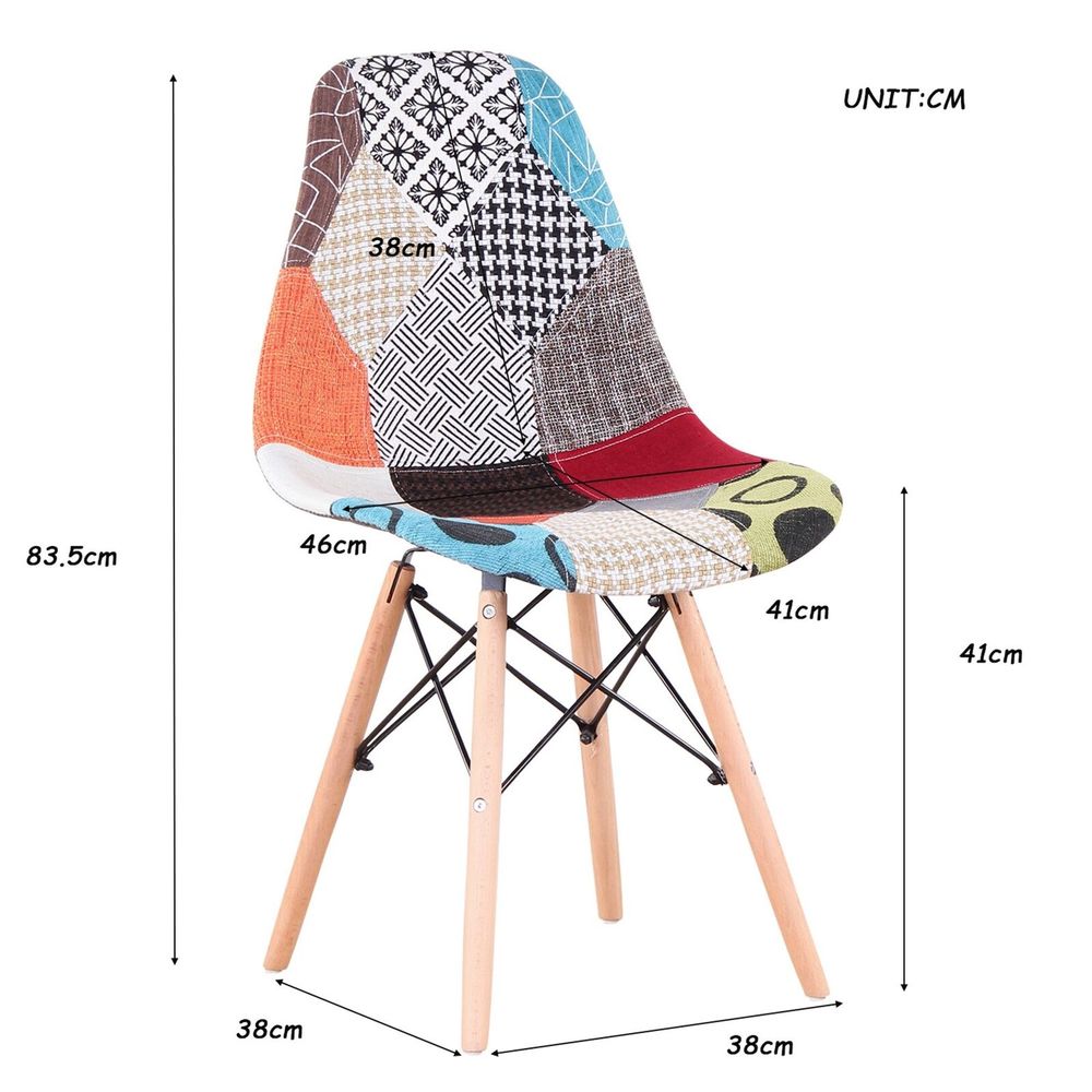 4 Chaises Style Scandinaves Patchwork NEUF Meubles