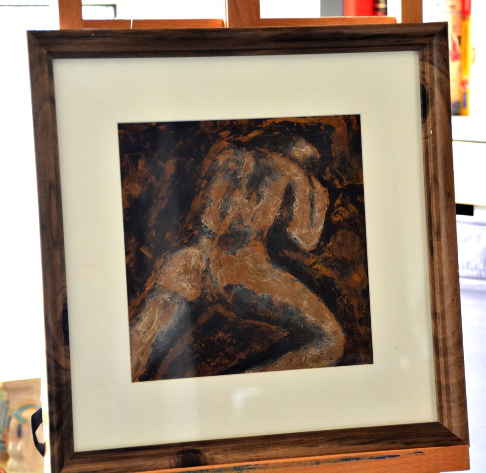 sieste d'&eacute;t&eacute; - tempera - 20x20cm - encadr&eacute; Décoration