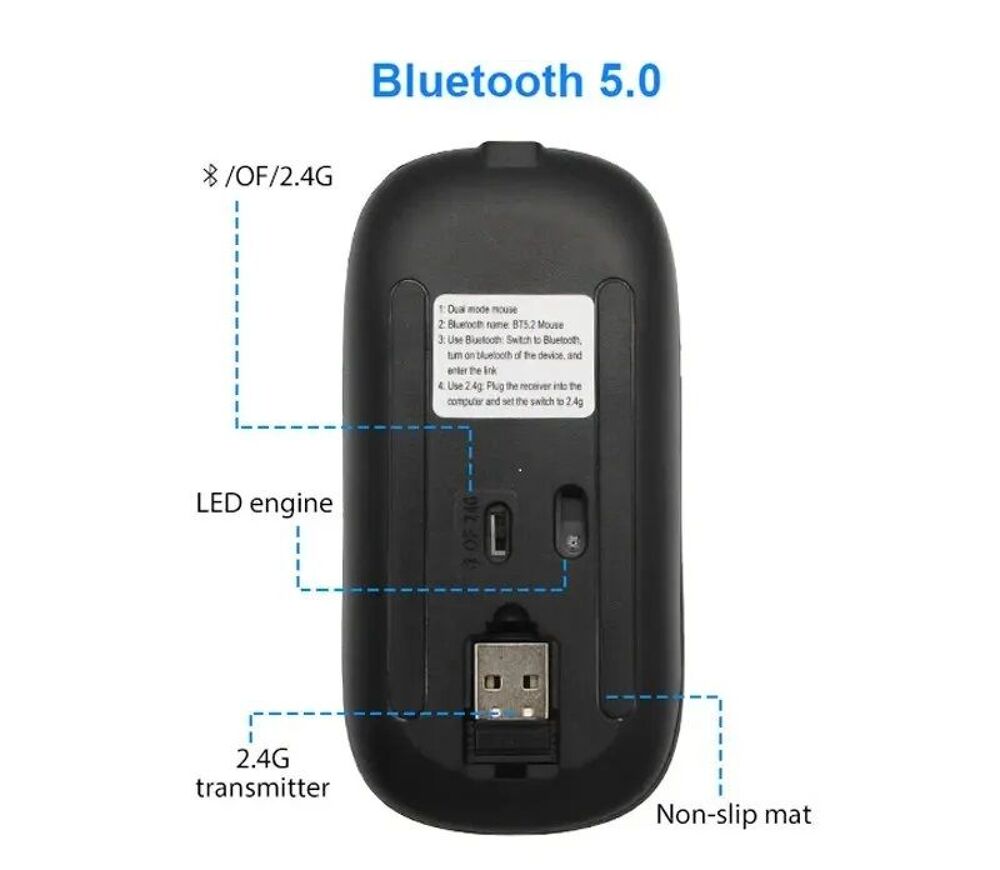 Souris Bluetooth sans fil aste RVB, souris d'ordinateur r&eacute;tr Matériel informatique