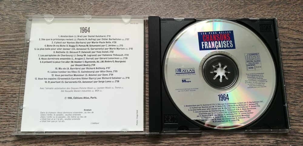 Les Plus Belles Chansons Fran&ccedil;aises des ann&eacute;es 1964 CD et vinyles