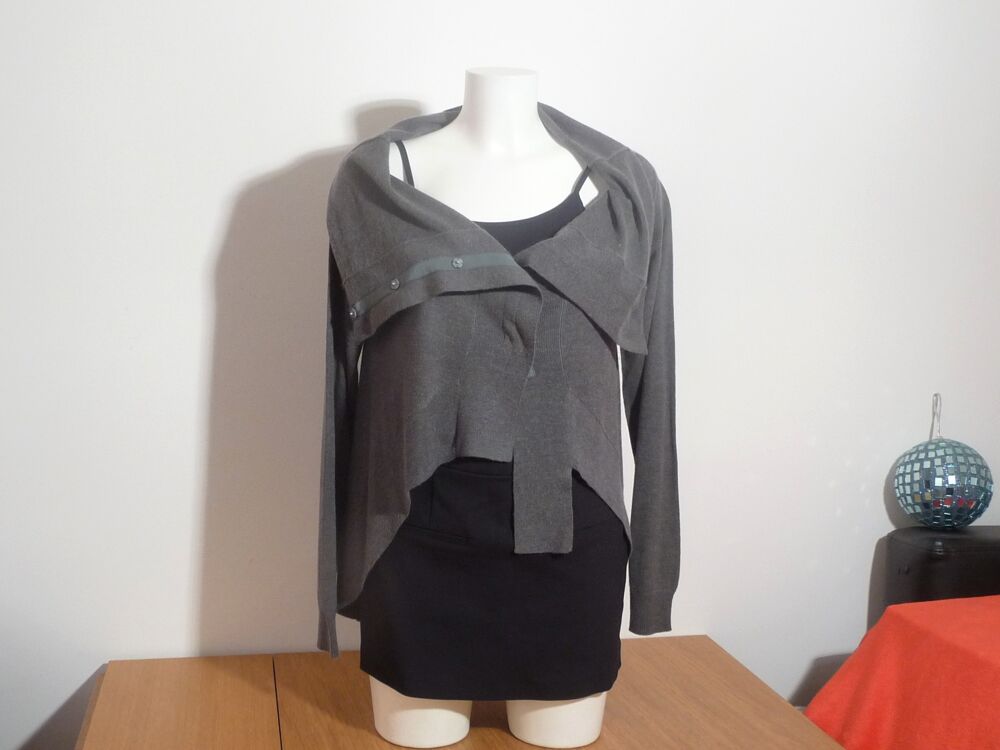 Gilet Gris Anthracite &agrave; Manches Longues- Taille 2 Vêtements