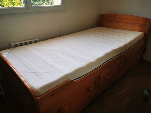 Lit simple en pin massif 60 Lavau (10)