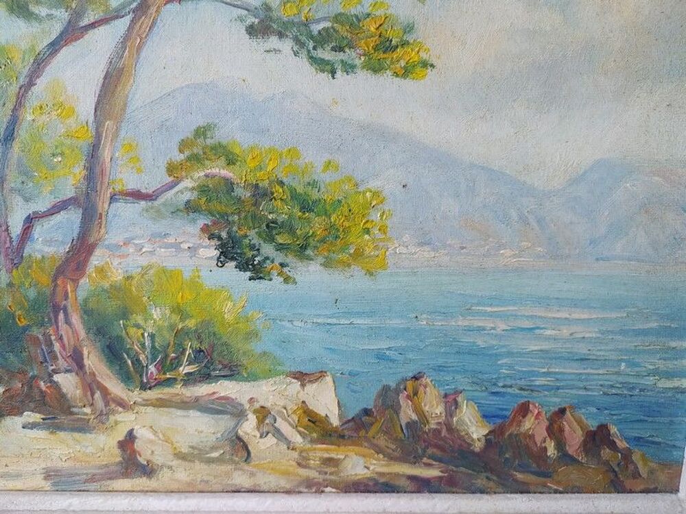Tableau Paysage Cote d'Azur Cap Martin sign&eacute; Andr&eacute; Franchet Décoration