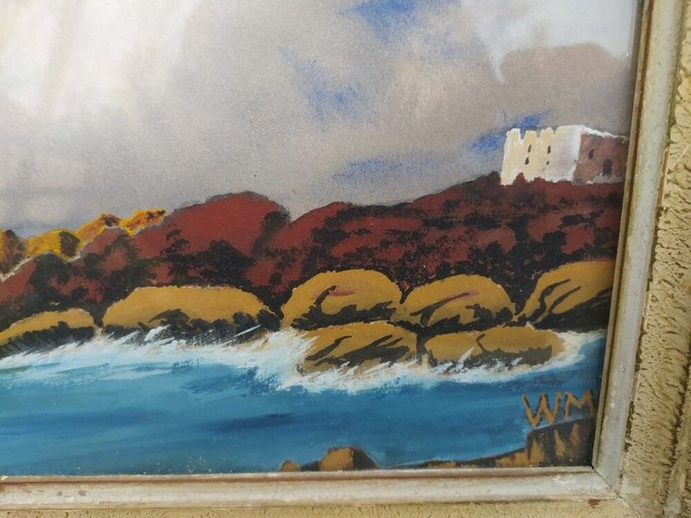 Tableau Marine Penmarch Rocher des Naufrag&eacute;s Sign&eacute; WM 