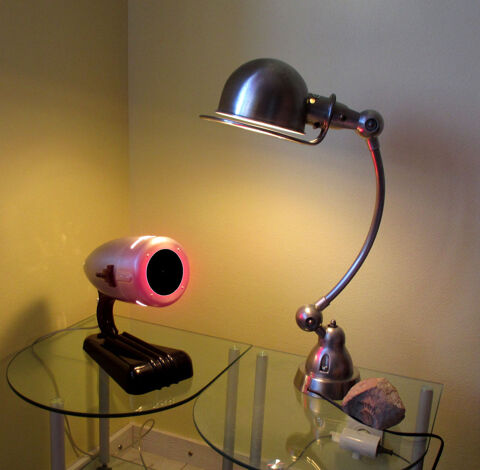 Lampe Jield� 1950 + donne plaque verte pour globe. 355 Saint-�lix-le-Ch�teau (31)