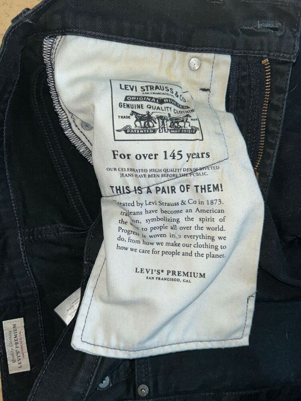 Jeans noir Lewi Straus &amp; Co W28 L32 Lot 512, Vêtements