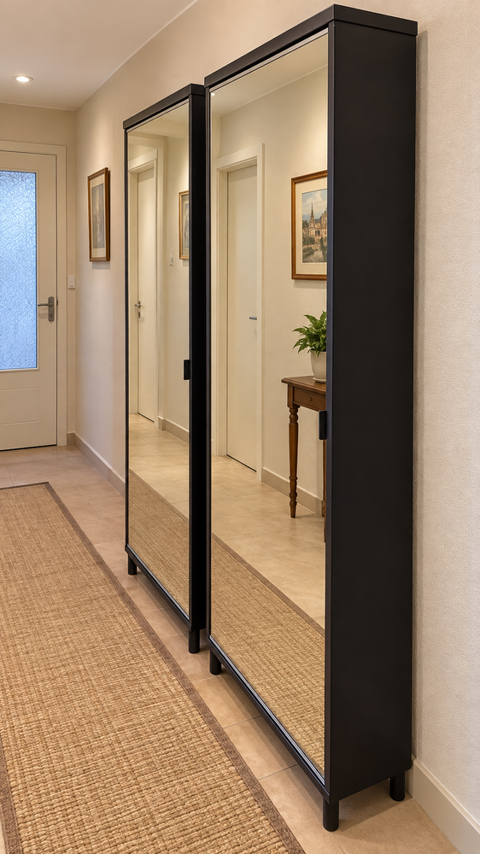 Lot de 2 armoires d'entrée avec grand miroir Ikea Beuvrages (59)
