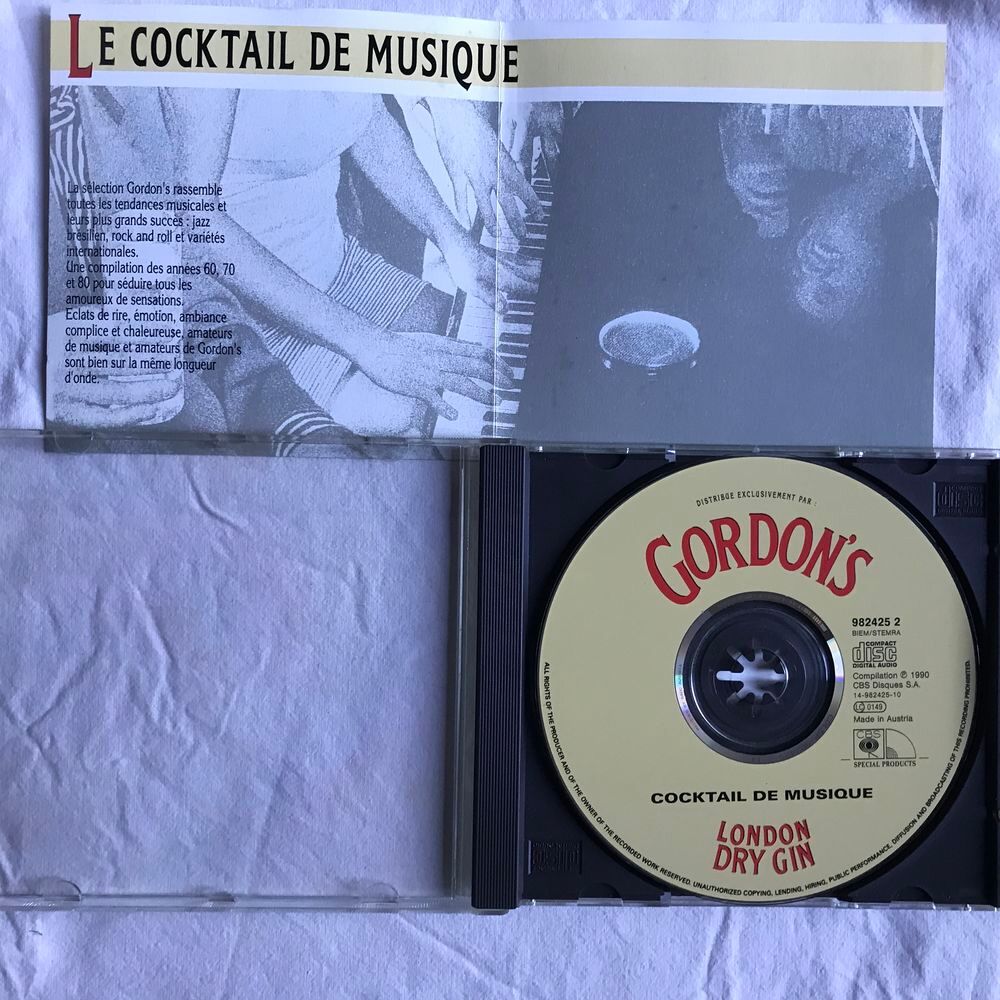 CD Gout Rythme, Cocktail Musique Objet Publicitaire Gordon's CD et vinyles