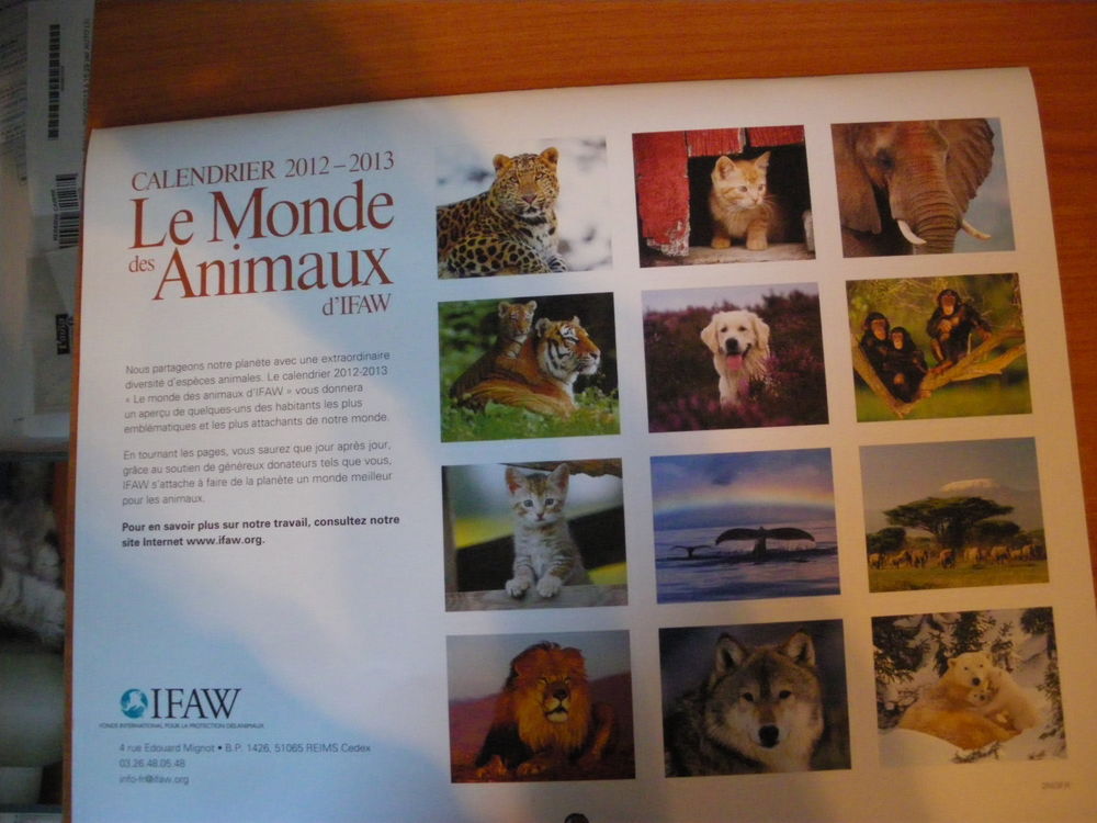 Calendrier 2012-2013
LE MONDE DES ANIMAUX Livres et BD