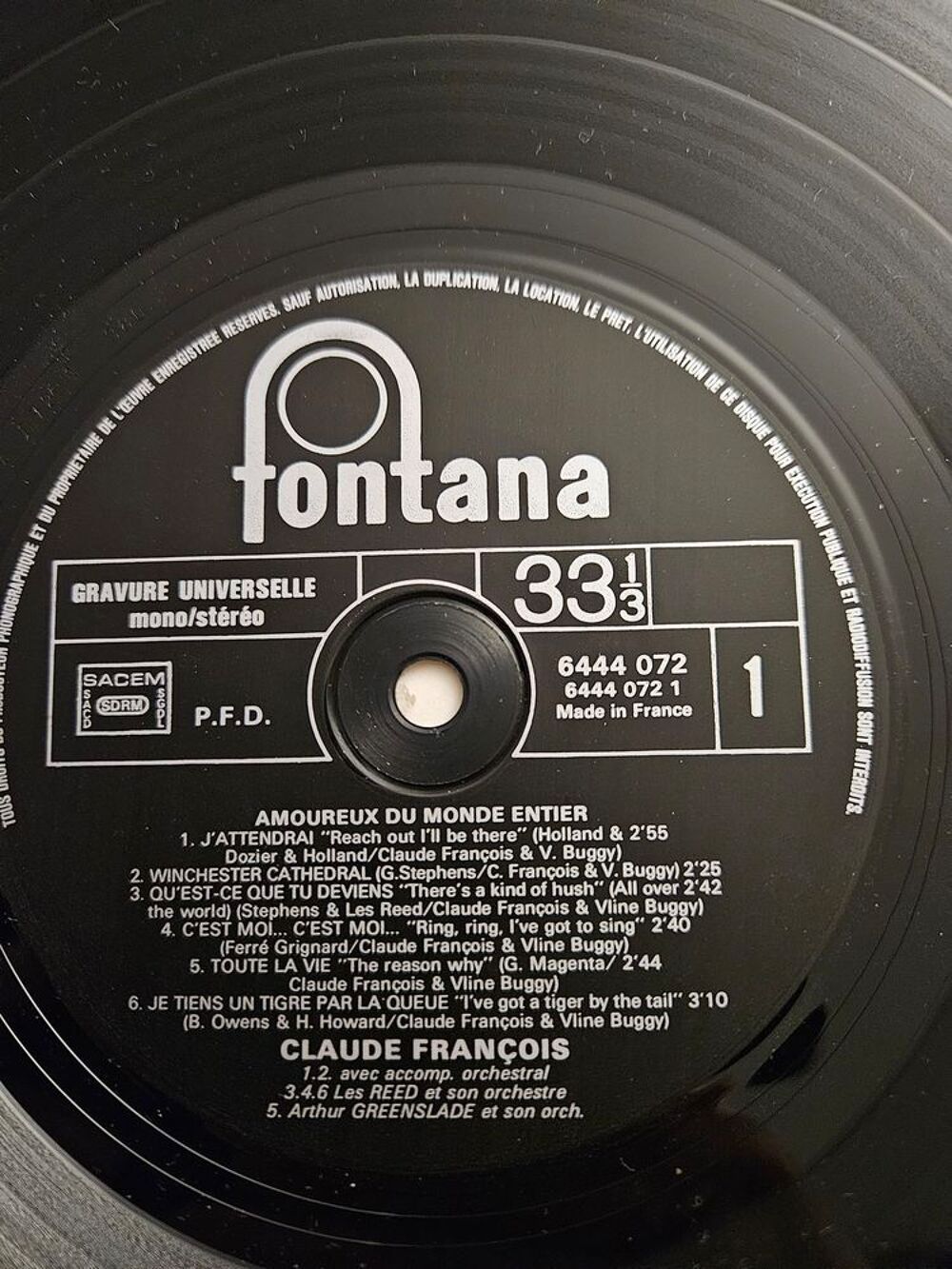 Claude Fran&ccedil;ois vinyle 33t amoureux du monde entier CD et vinyles