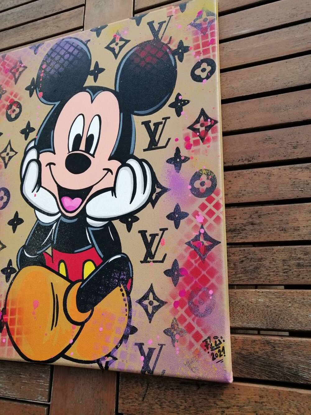 Toile POP'ART custom Disney Mickey Louis Vuitton Décoration