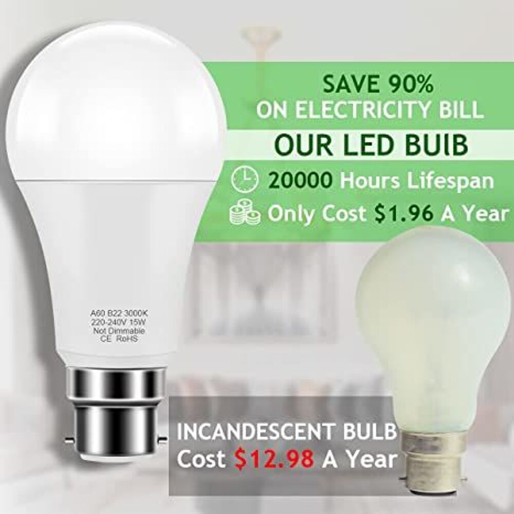 Ampoule LED &agrave; ba&iuml;onnette B22 A60 Bonnov, 15W &eacute;quivalent ampo Electroménager