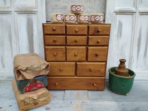 Ancien Petit Meuble Bois � Tiroirs Layette Horloger Mercerie 90 Loches (37)