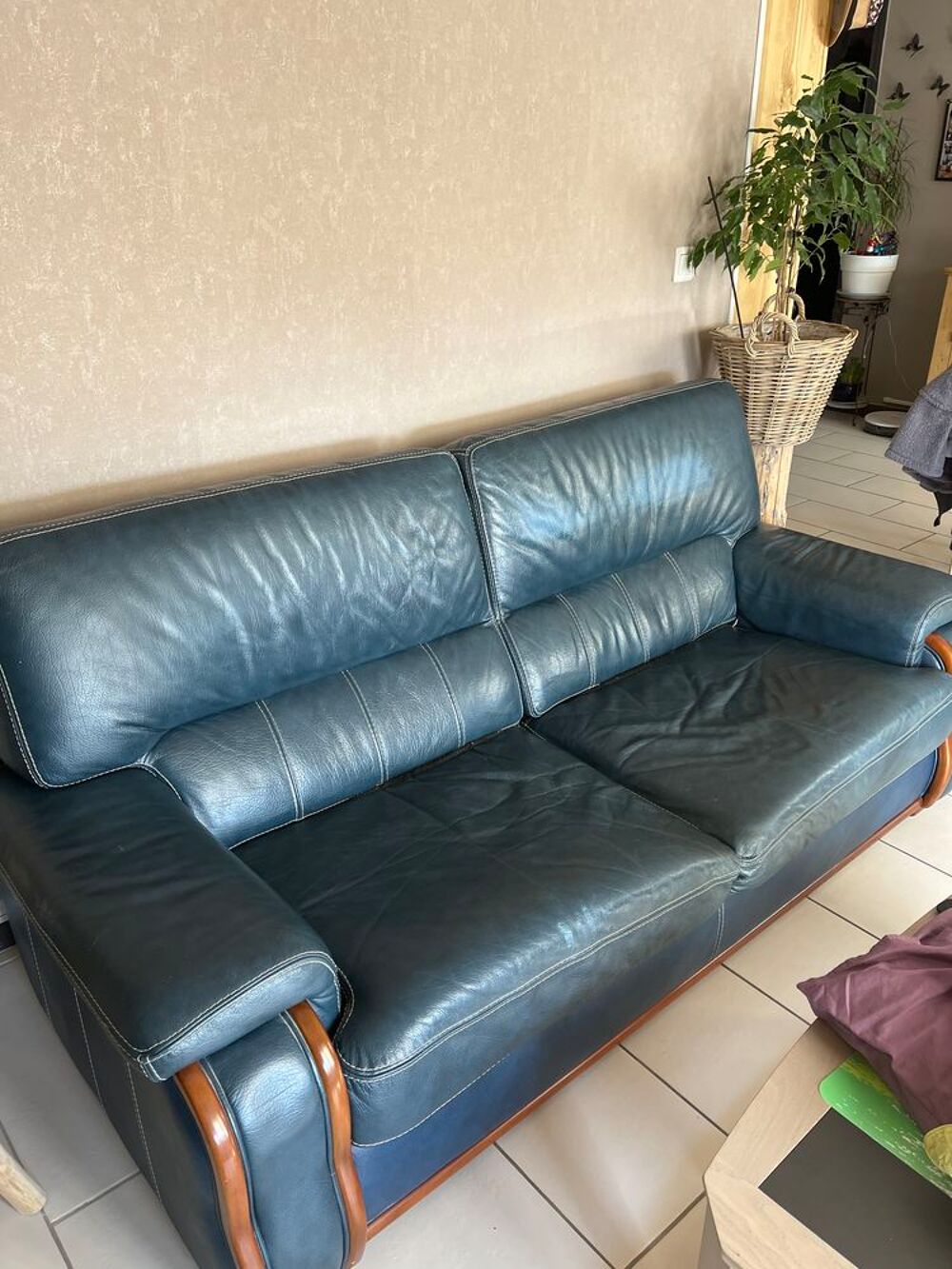 Canap&eacute; cuir bleu Meubles
