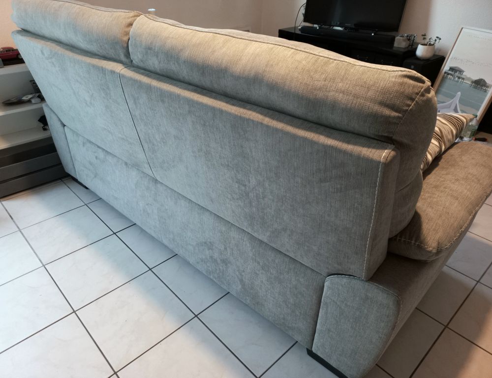 Canap&eacute; 3 places tissu gris Meubles