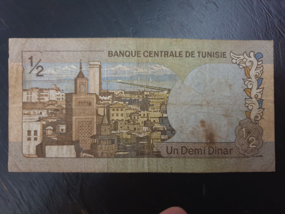 Billet &frac12; dinar Tunisie 