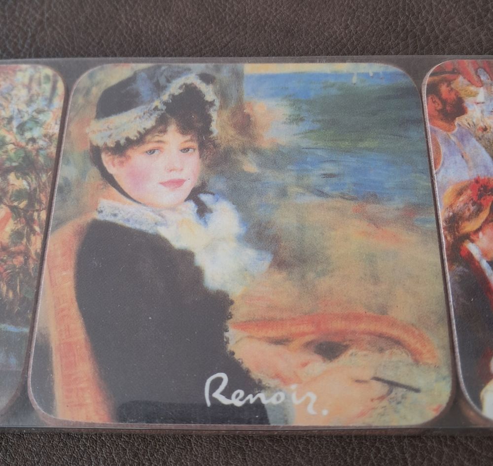 lot de 6 dessous de verre en li&egrave;ge illustr&eacute; par Renoir Cuisine