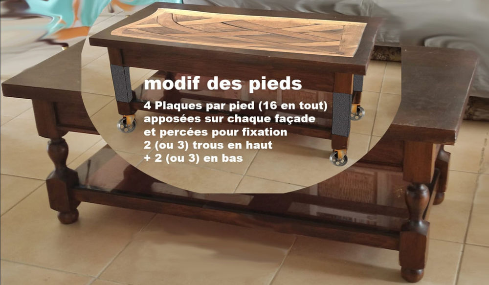 Table de salon relook&eacute;e Meubles