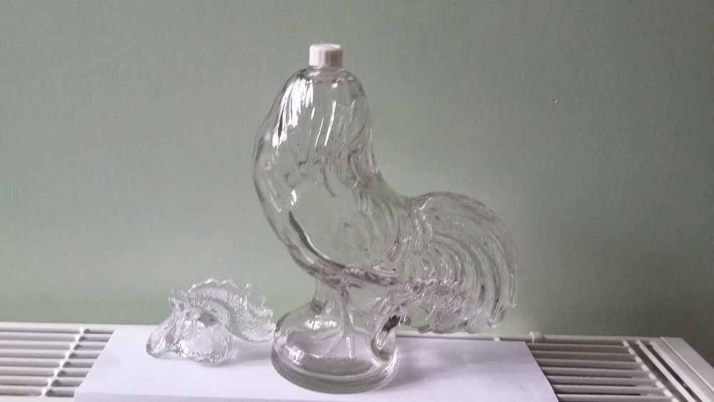 Vintage bouteille en verre en forme de coq 