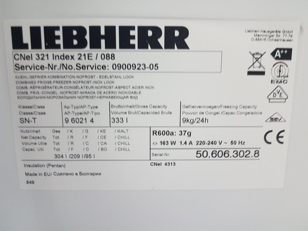 R&eacute;frig&eacute;rateur/cong&eacute;lateur Electroménager