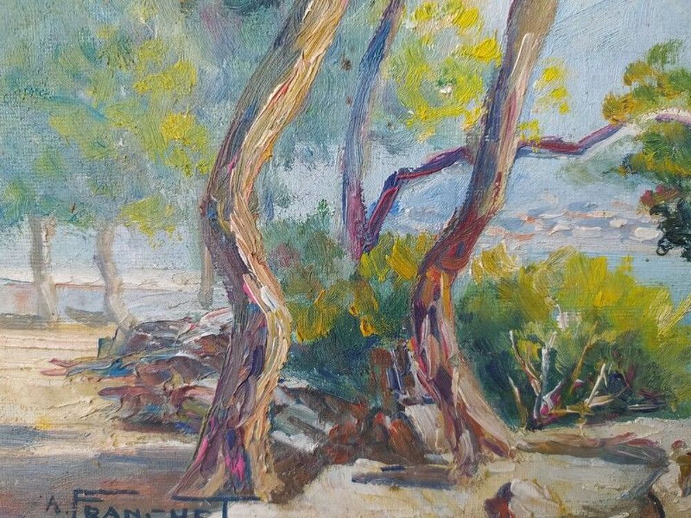 Tableau Paysage Cote d'Azur Cap Martin sign&eacute; Andr&eacute; Franchet Décoration