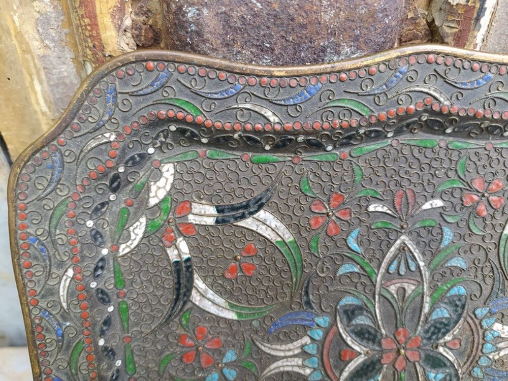 Ancien Plateau &Eacute;mail Cloisonn&eacute; Russe Russian Enamel 