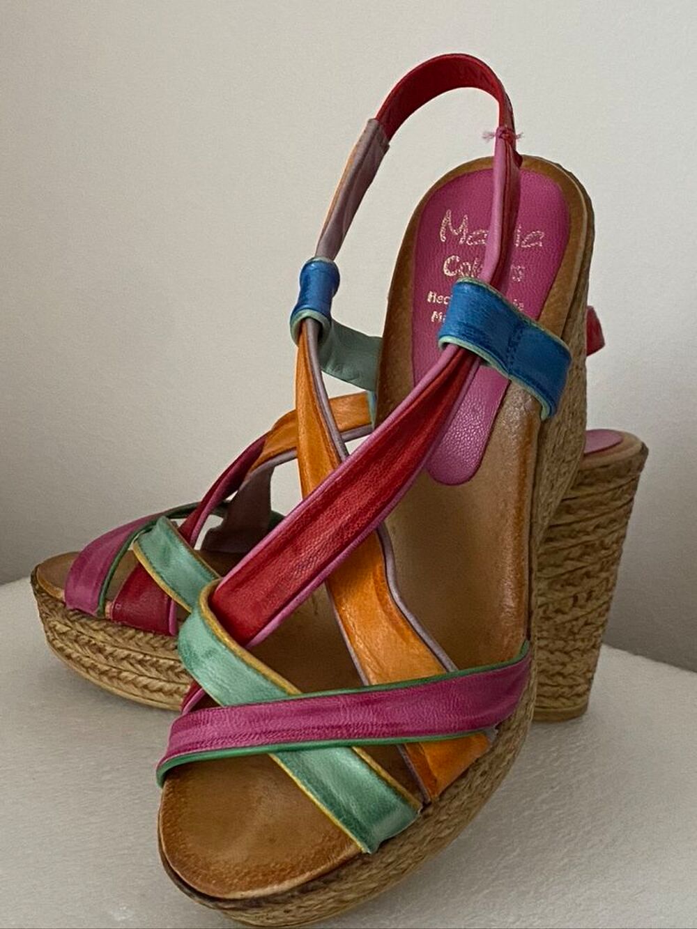 Sandales multicolores talons compens&eacute;s pointure 36 MARILA Chaussures