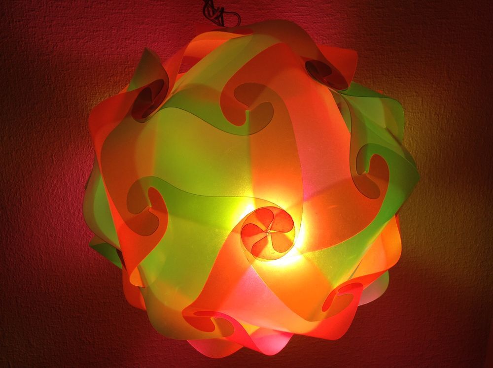 LAMPE PUZZLE AMBIENCE VERTE ORANGE 29 cm DIAM. Envoi Possibl Décoration