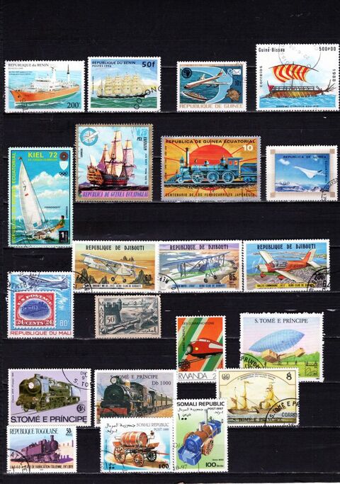lot de 21 timbres d'AFRIQUE sur les TRANSPORTS DIVERS 1 Les glisottes-et-Chalaures (33)