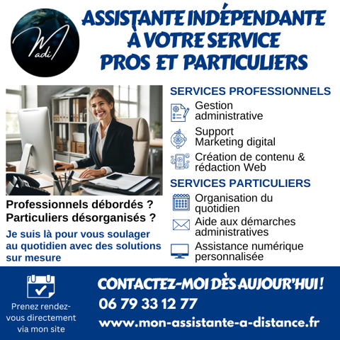 Votre assistante administrative, où que vous soyez !  16260 Chasseneuil-sur-bonnieure