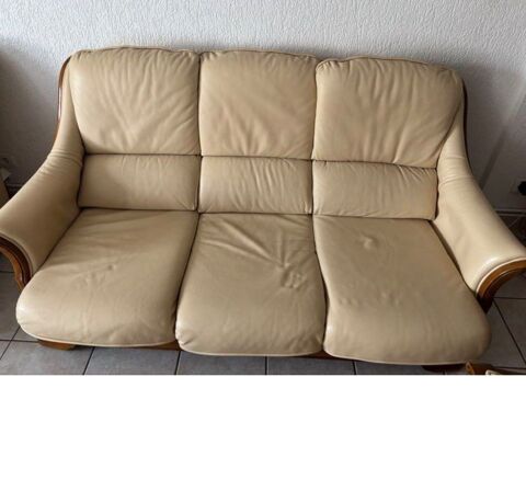 ensemble de canapé beige en cuir 200 Yutz (57)