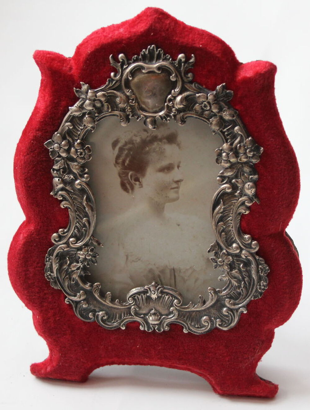 Cadre photo Napol&eacute;on III en velours rouge et argent v&eacute;ritabl Décoration