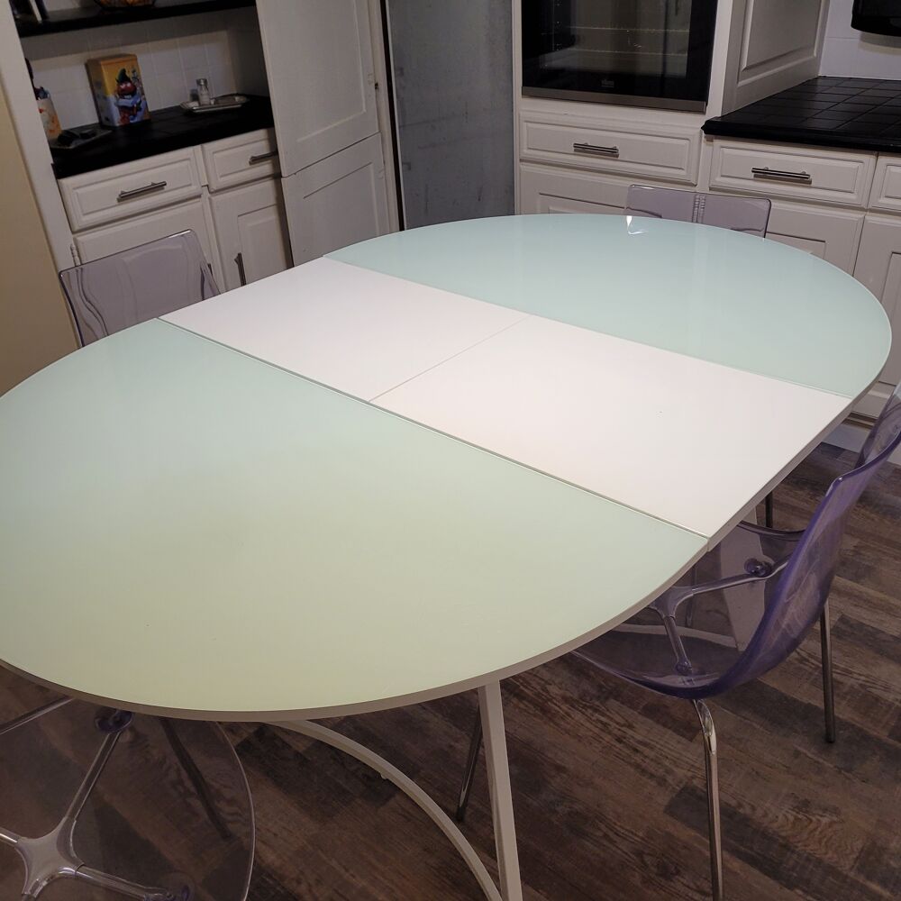 Table cuisine verre avec rallonge et 4 chaises Meubles