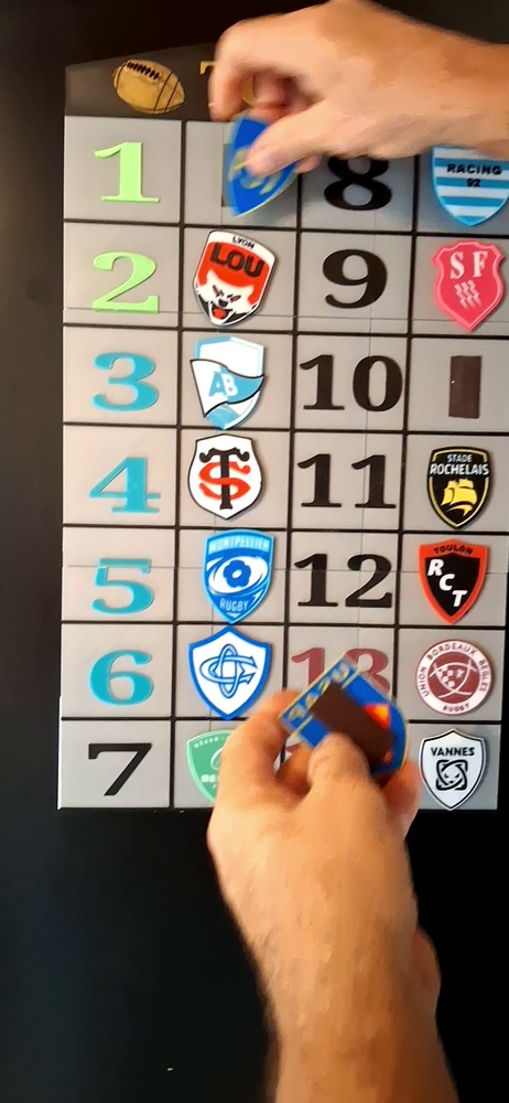 Tableau magntique du Classement Top 14 avec &Eacute;cussons Décoration